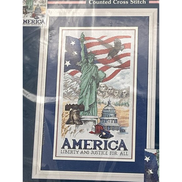 Sunset Counted Cross Stitch Kit "Let Freedom Ring" USA Patriotic Liberty 9X16 VT - Picture 2 of 4
